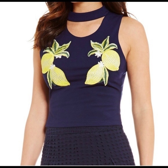 Gianni Bini Tops - Gianni Bini lemon tank top with high neck